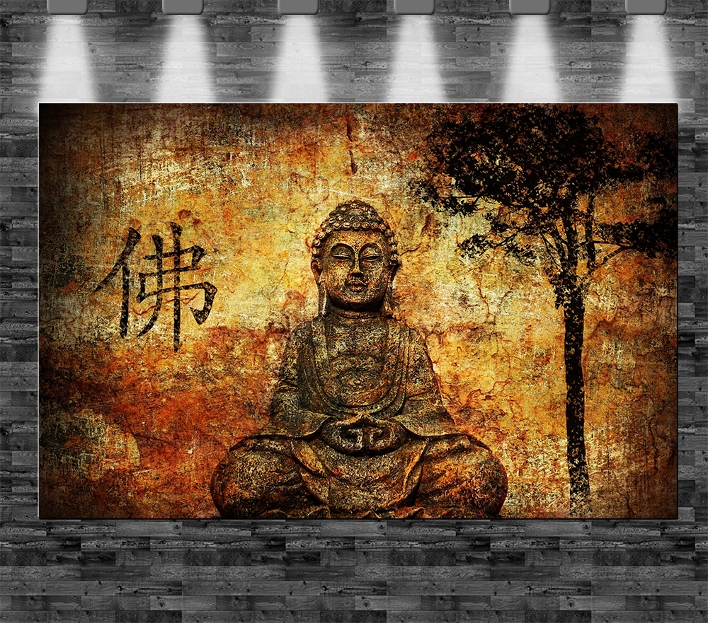 XXL Buddha auf Leinwand 110x70cm limitiert Loft Design Bild Buddhismus